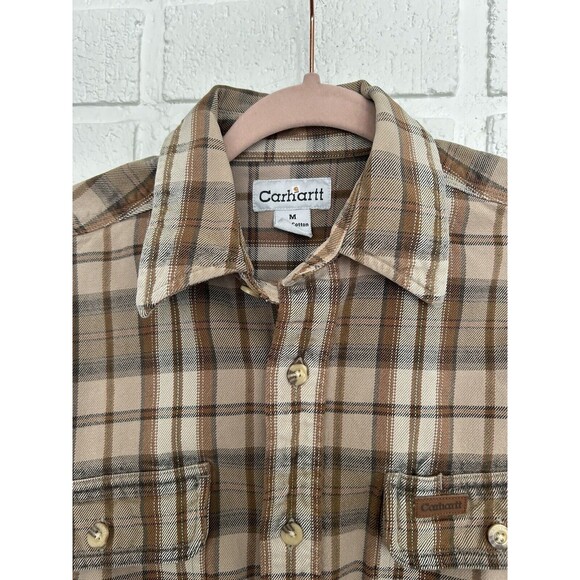 Carhartt Button Up Work Shirt Mens Medium Thick Heavy Cotton - Picture 4 of 9